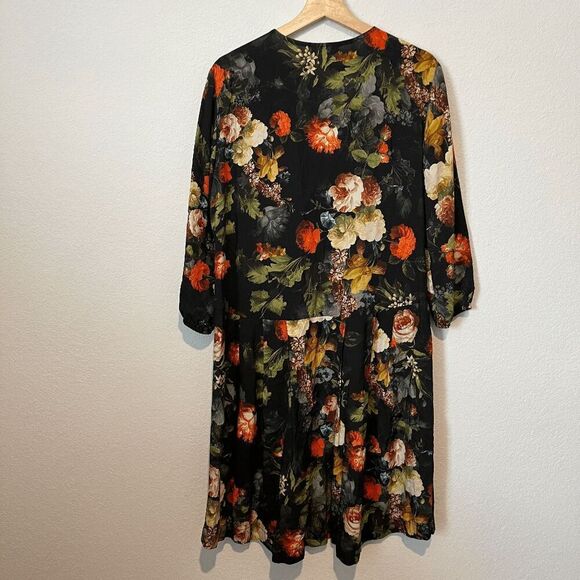 Anthropologie The Odells Floral 3/4 Sleeve Swing Mini Dress Women's Size Medium - Picture 4 of 6